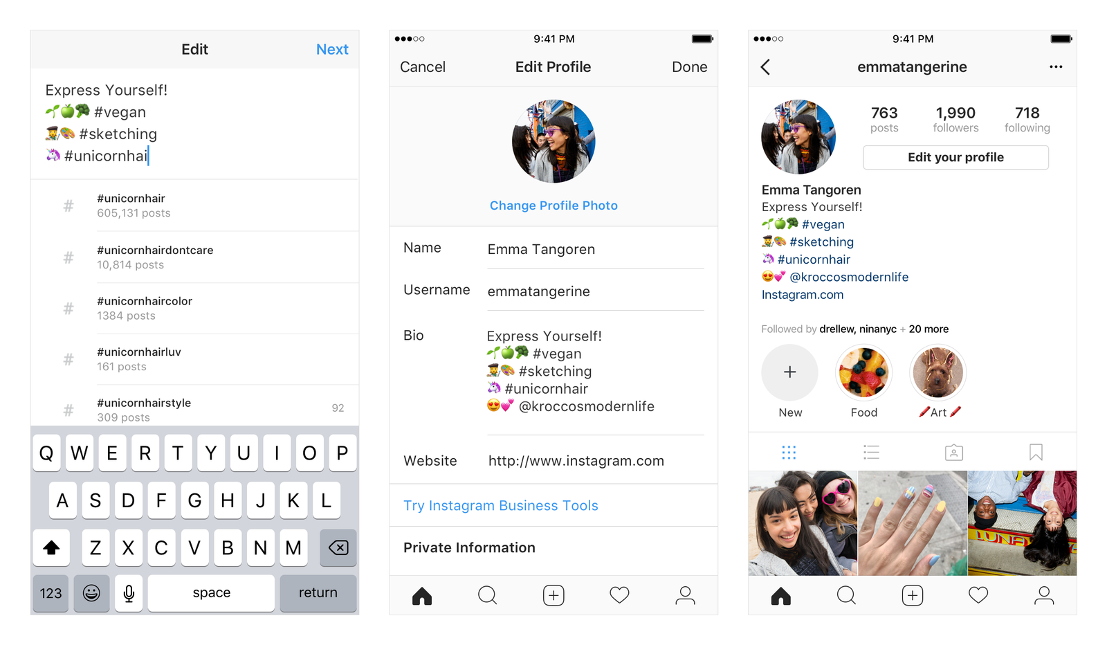 instagram biyografi etiket ekleme