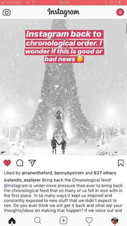 instagram kronolojik yayın akışı