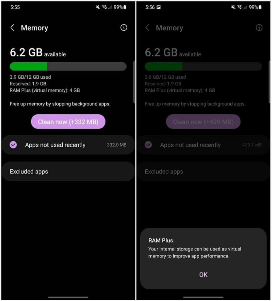 Samsung One UI 4.0 ile Sanal Ram'e Merhaba Diyor!